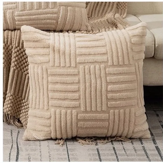 eCarla Decoratieve Kussenhoes 45x45cm Pluche Gevlochten Stijl multicolor