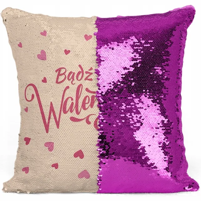DOMAREX Decoratief kussenlus 40x40cm met omkeerbare pailletten - Liefde Hart Wit