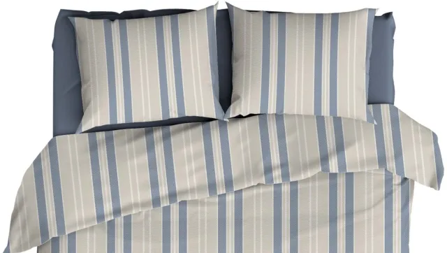 Romanette Dekbedovertrek Flanel Nendaz Beige/Blauw - 260 x 200/220 cm + 2 kussenslopen - [Blauw]