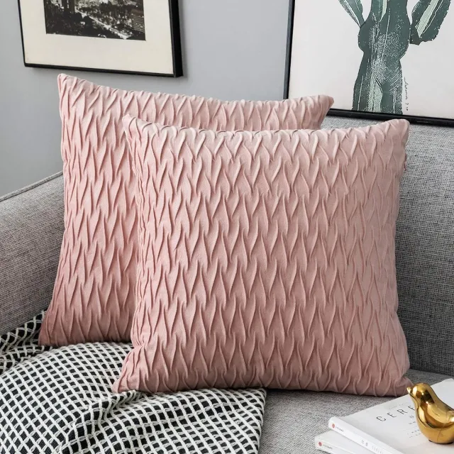 Thuys Kussenhoezen, set van 2, fluweel, zacht, stevig, voor sofa, slaapkamer, slaapkamer, woonkamer, 45 x 45 cm, set van 2 stuks, roze