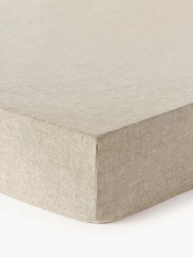 Westwing Collection Topper hoeslaken Linna, linnen Taupe