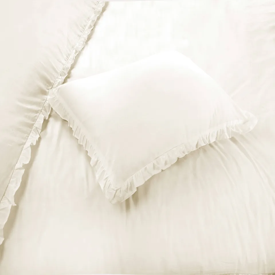 NOUS Living katoenen ruffle dekbedovertrek 2-persoons (200x220 cm) ecru, foto 4
