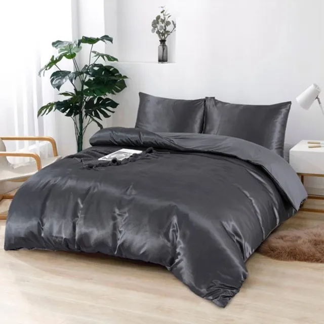 Beau Maison Beauty Silk Dekbedovertrek Satijn Antraciet + 1 kussensloop