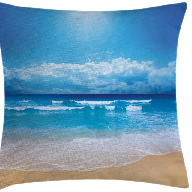 ABAKUHAUS Kussenhoes – Strand kussenhoes 45x45 cm – Veelkleurig, Wasbaar Sandbruin Blau