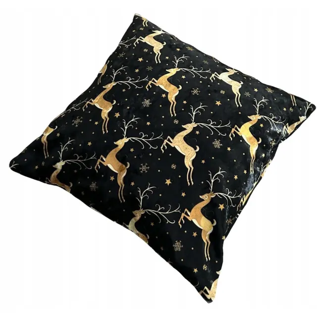 art+design Decoratieve Kussensloop 45x45 cm Velours Zwart Rendier Kerst