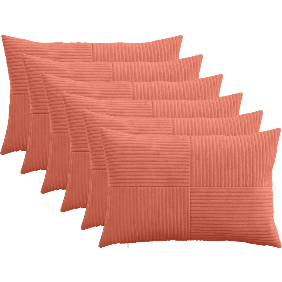 vidaXL Kussensloop 6 st ALMELO Rood-oranje 50 x 70 cm corduroy, foto 3