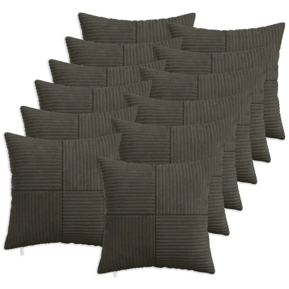 vidaXL Kussensloop 12 st ALMELO Antracietkleurig 50 x 50 cm corduroy, foto 3