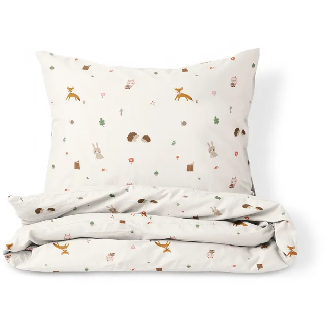 Petite Amélie Dekbedovertrekset – 120x150 cm – Biologisch Katoen – Woodland off white - woodland