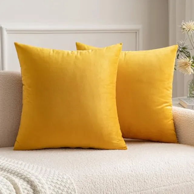 Miulee Set van 2 fluwelen decoratieve kussenslopen zonder vulling - Decoratieve kussenslopen met verborgen rits Oranje Geel 20x20 inch 50x50 cm Oranjegeel