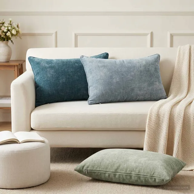 vidaXL Kussensloop 6 st HEERLEN Blauw 50 x 70 cm Chenille Stof