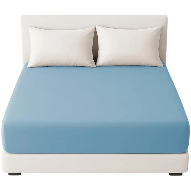 Unyqoos Blauw microvezel hoeslaken 135x190-200 cm voor matrassen tot 28 cm