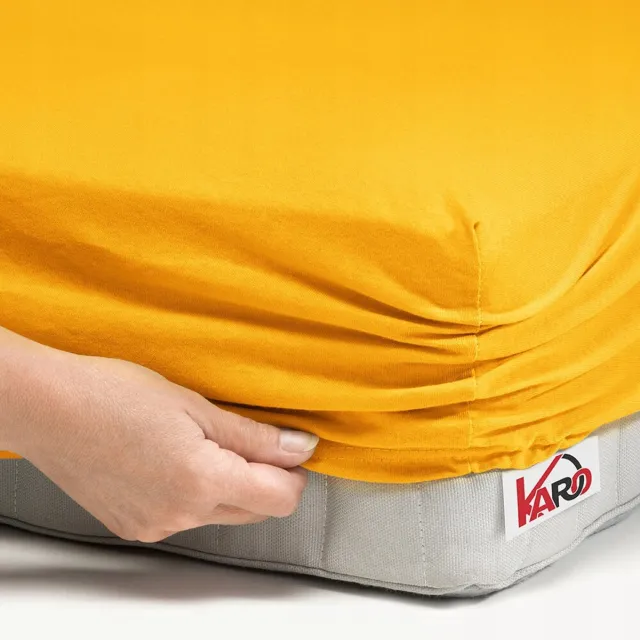 karo Jersey hoeslaken met elastiek 120x200 cm mosterdgeel