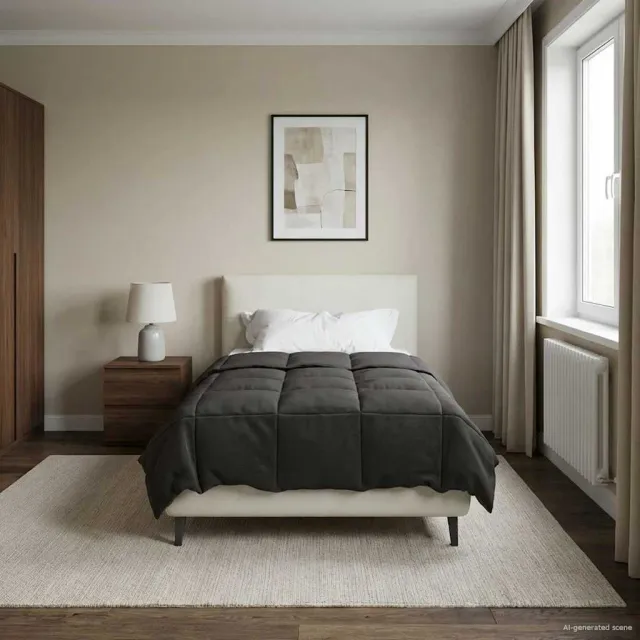 vidaXL Vol jaar dekbed 140 x 200 cm Microfiber (100% polyester) Anthraciet