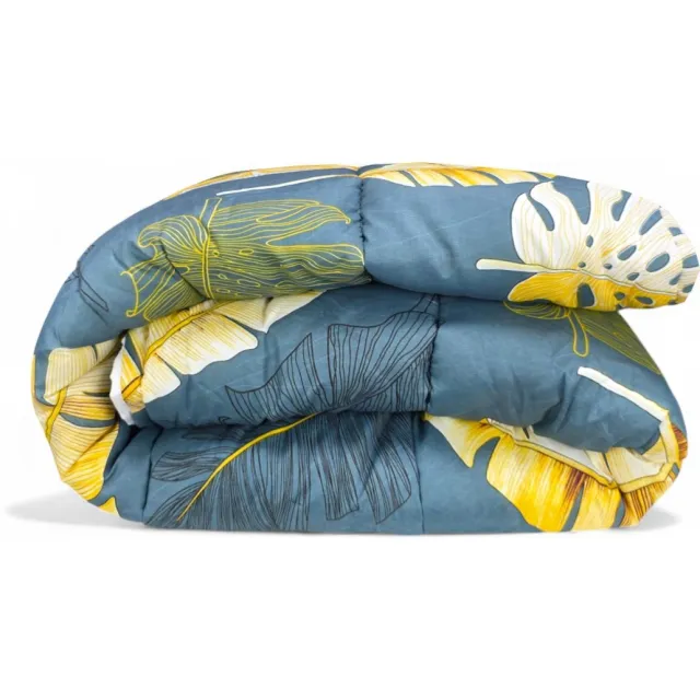 bedlin Dekbed bedrukt - Zonder hoes ( 2 in 1 ) - Tweezijdig - 240 x 220 cm - Green Leaf / Natural Multicolor