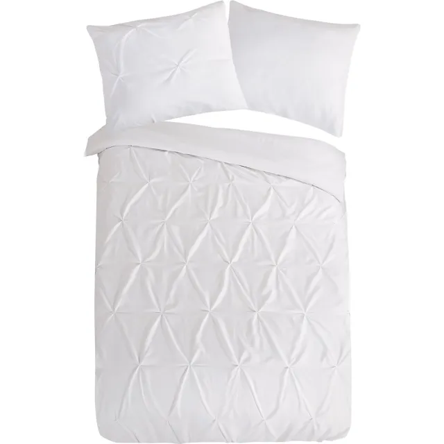 Pure dekbedovertrek luxe stiksel plooien - 1 persoons 140x200/220 cm - Wit - Microvezel White