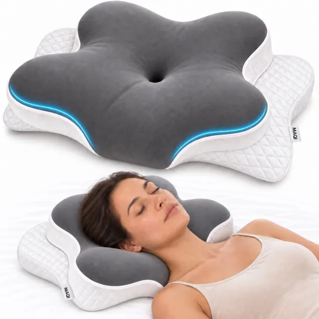 Maqi Living Hoofdkussen Memory Foam voor Nekklachten – Orthopedisch & Ergonomisch kussen - Geschikt voor rug, zij- en buikslapers - Traagschuim - Wit