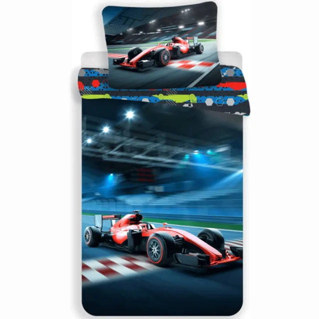Sweet Home Race auto Dekbedovertrek Finish - 140 x 200 cm - polyester- 70 x 90 cm Multicolor