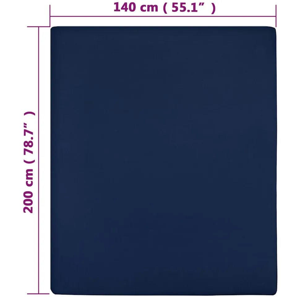 vidaXL Hoeslaken jersey 140x200 cm katoen marineblauw, foto 3