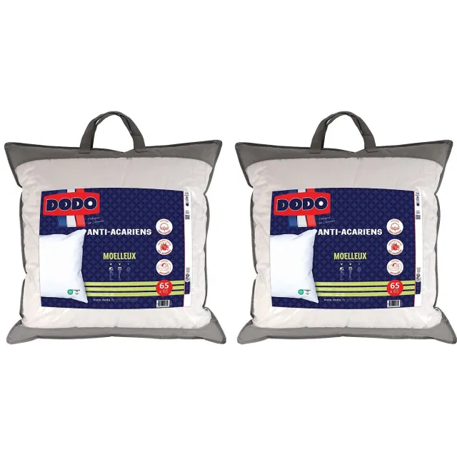 Vente-unique Set van 2 anti-allergie hoofdkussens DODO - 65 x 65 cm - ACTI PLUS II Wit