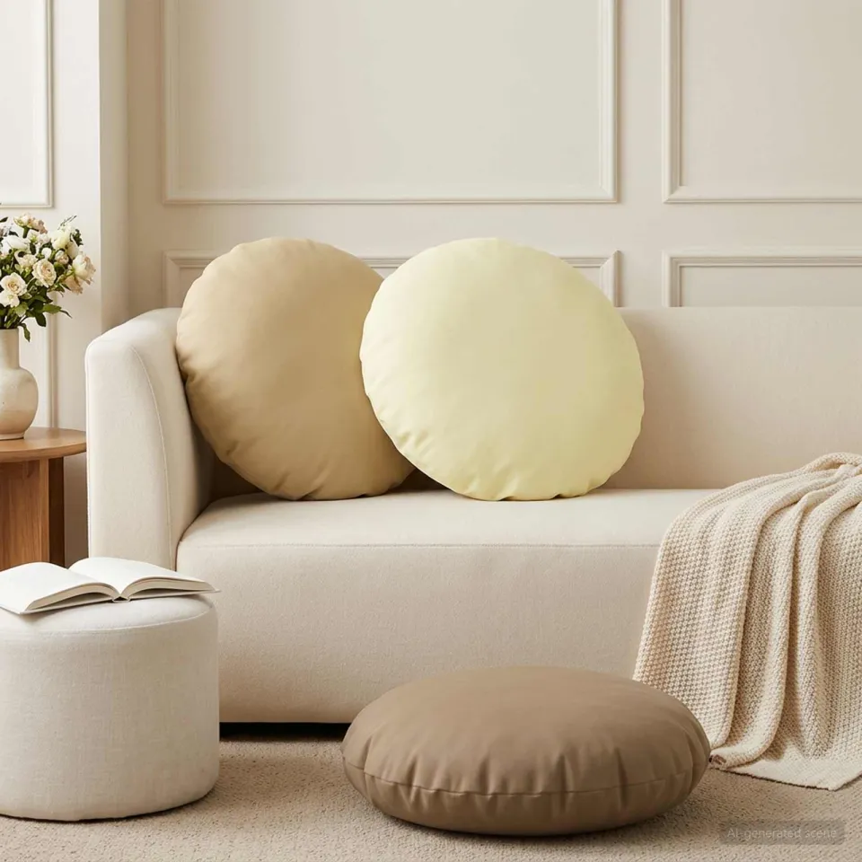 vidaXL Kussensloop 2 st HEERLEN Beige Dia. 50 cm Polyester, foto 3