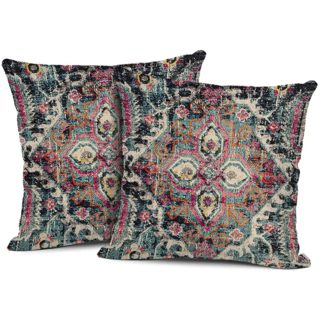 KZQ Kussenslopen - Set van 2 vierkante decoratieve kussenslopen in Boheemse stijl, zacht en duurzaam - Geschikt voor banken, woonkamers en slaapkamers - 50x55 cm - Patroon Bloem