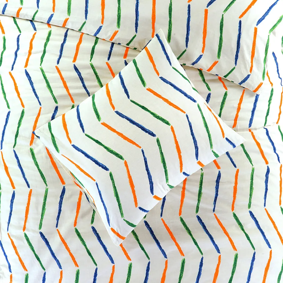 NOUS Kids katoenen dekbedovertrek 1 persoons (140x200 cm) oranje/blauw/groen, foto 5
