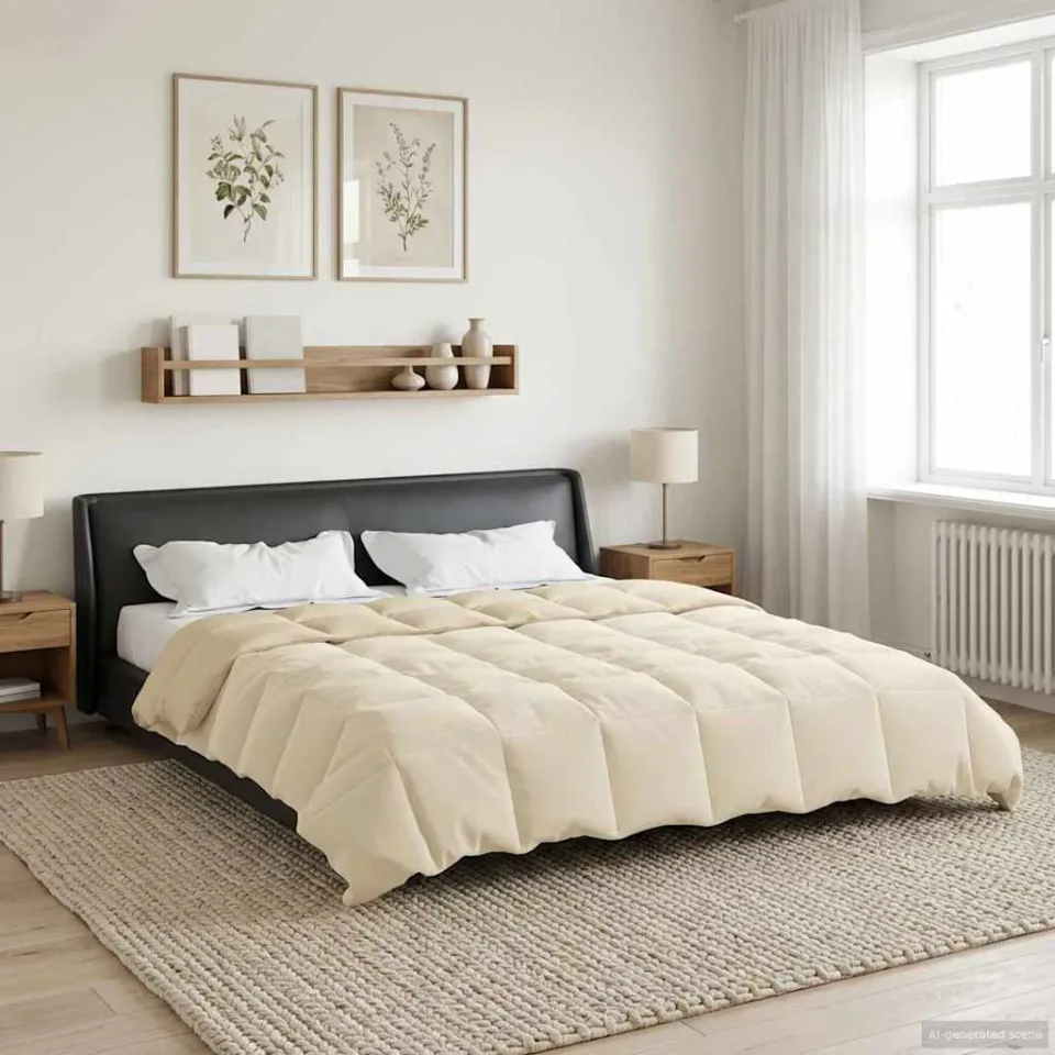 vidaXL Zomer Dekbed 220 x 260 cm Zomer Microfiber (100% polyester) crème, foto 4