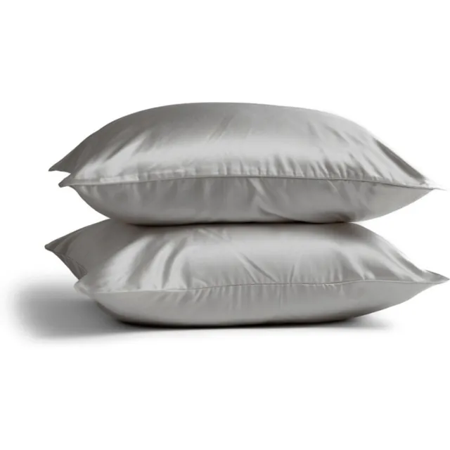 Silk Heaven 2x Zijden Kussensloop 45x65cm Licht Grijs Hotelsluiting 19 Momme - Kussensloop set - Luxe Silk Kussensloop 100% moerbei zijde - Zijde kussensloop - Silk Heaven - 45x65cm (voor ergonomische kussens 40x60cm) / Hotelsluiting Lichtgrijs
