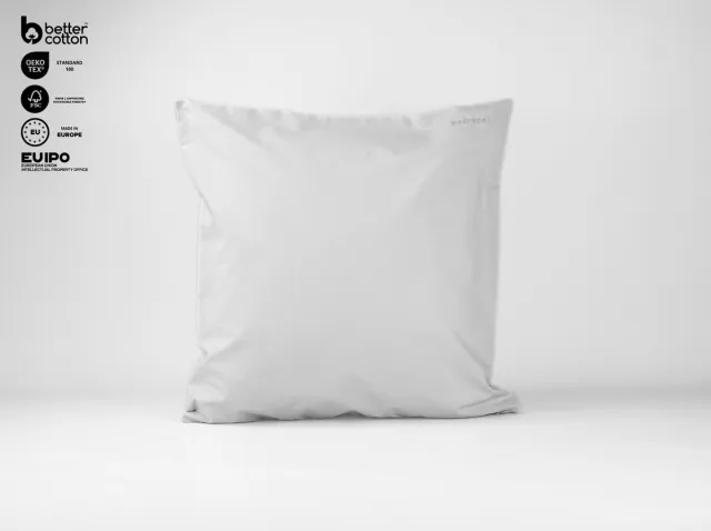 Bedrebel Kussensloop - 100% katoen percale - grijs - Misty grey - ritssluiting - 60x70 cm Misty grey (percale katoen)
