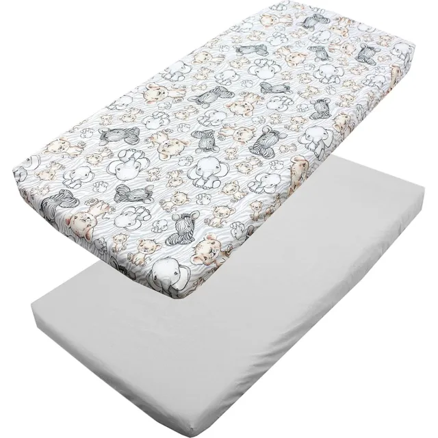 TupTam Babyhoeslaken voor babybedje, 2 stuks, kleur: safari/grijs