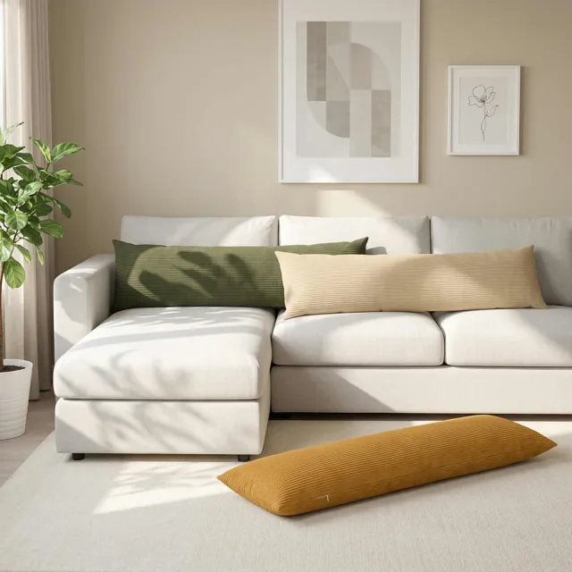 vidaXL Kussensloop 2 st HEERLEN Geel 40 x 145 cm corduroy, foto 2
