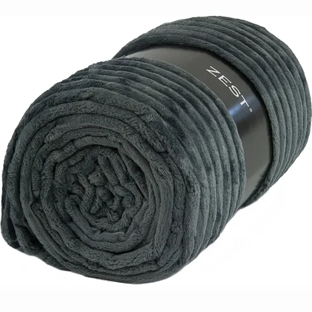 Zest Fleece plaid voor op de bank - Ribbelstructuur & Extra Groot - Donkergrijs - 200x150 cm - 100% polyester - warm en zacht- Perfect voor op de bank - Fleeceplaid - GAEVE