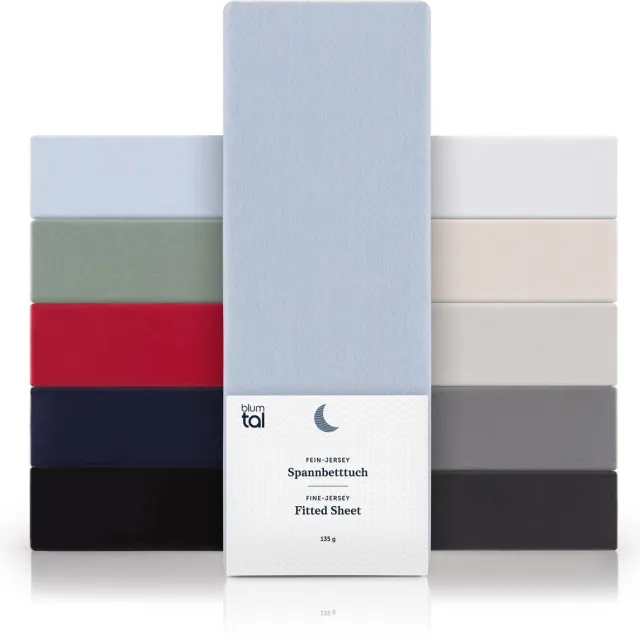 Blumtal Hoeslaken - Fitted Sheet - Jersey - Katoen - 180 x 200 x 30 cm - Lichtblauw