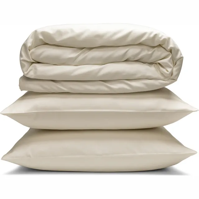 Yodormi Dekbedovertrek - 100% biologisch katoen - Satijnweving - Premium enkeldraads - Knoopsluiting - Warm wit - 140 x 220 / 1 persoons