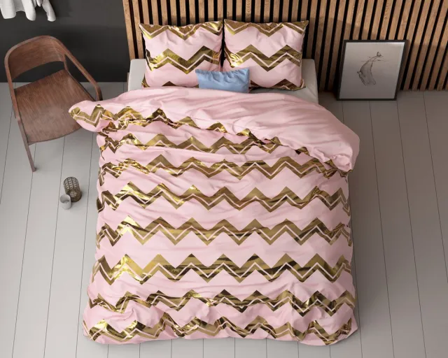 Sleeptime Wave Dekbedovertrek - 140X200/220 + 1 x kussensloop 60x70 - Roze