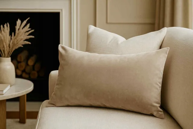 art+design Beige Velours Kussenhoes 60x45 cm - Elegante Decoratie