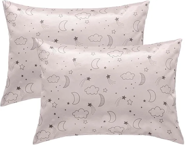 Famanu Peuter kussenslopen 49x36 cm satijn set 2, baby zijdeachtig satijn, envelopsluiting zacht en wasbaar voor reizen Grijs