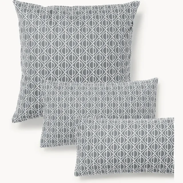 Westwing Collection Katoenen kussenhoes Jella met geometrische print Grijs