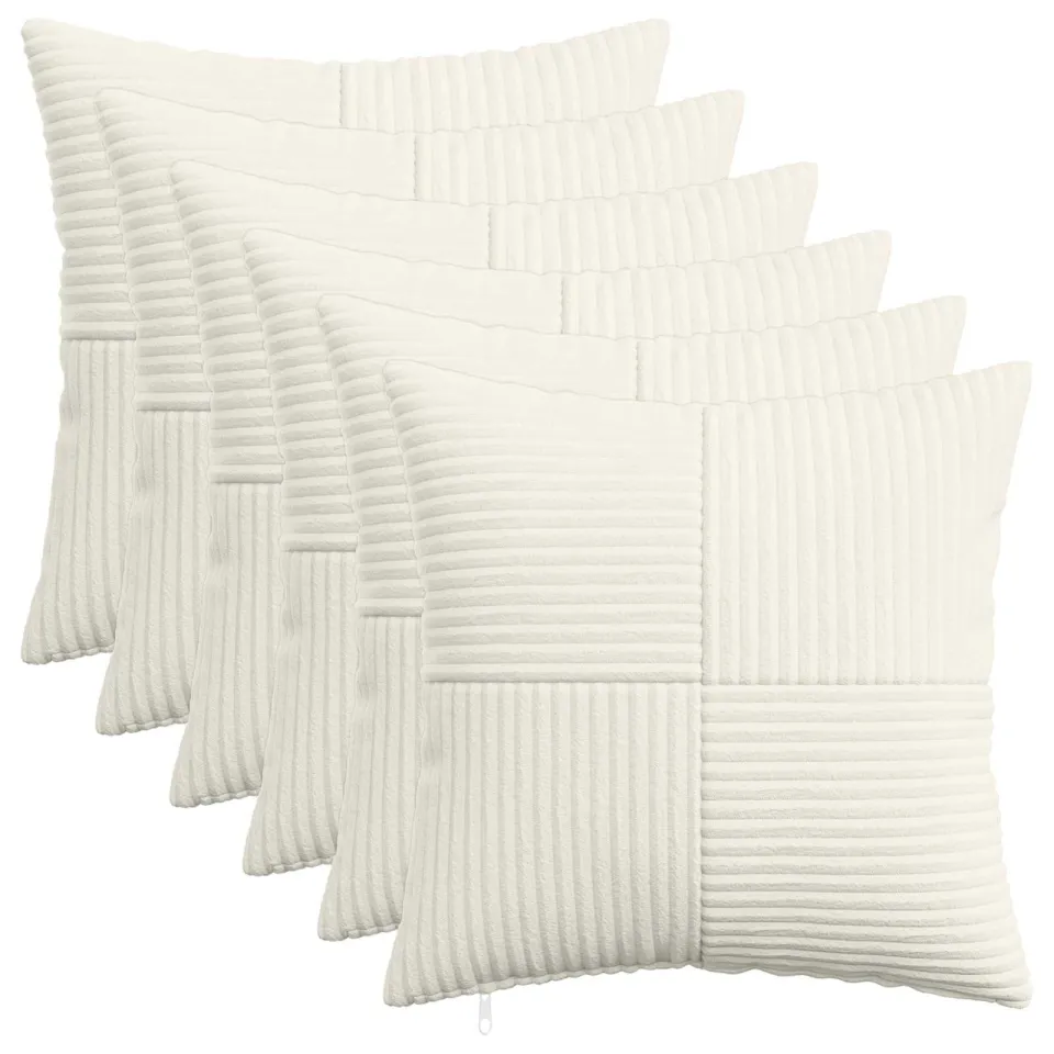 vidaXL Kussensloop 6 st ALMELO Crèmekleurig 50 x 50 cm corduroy, foto 3