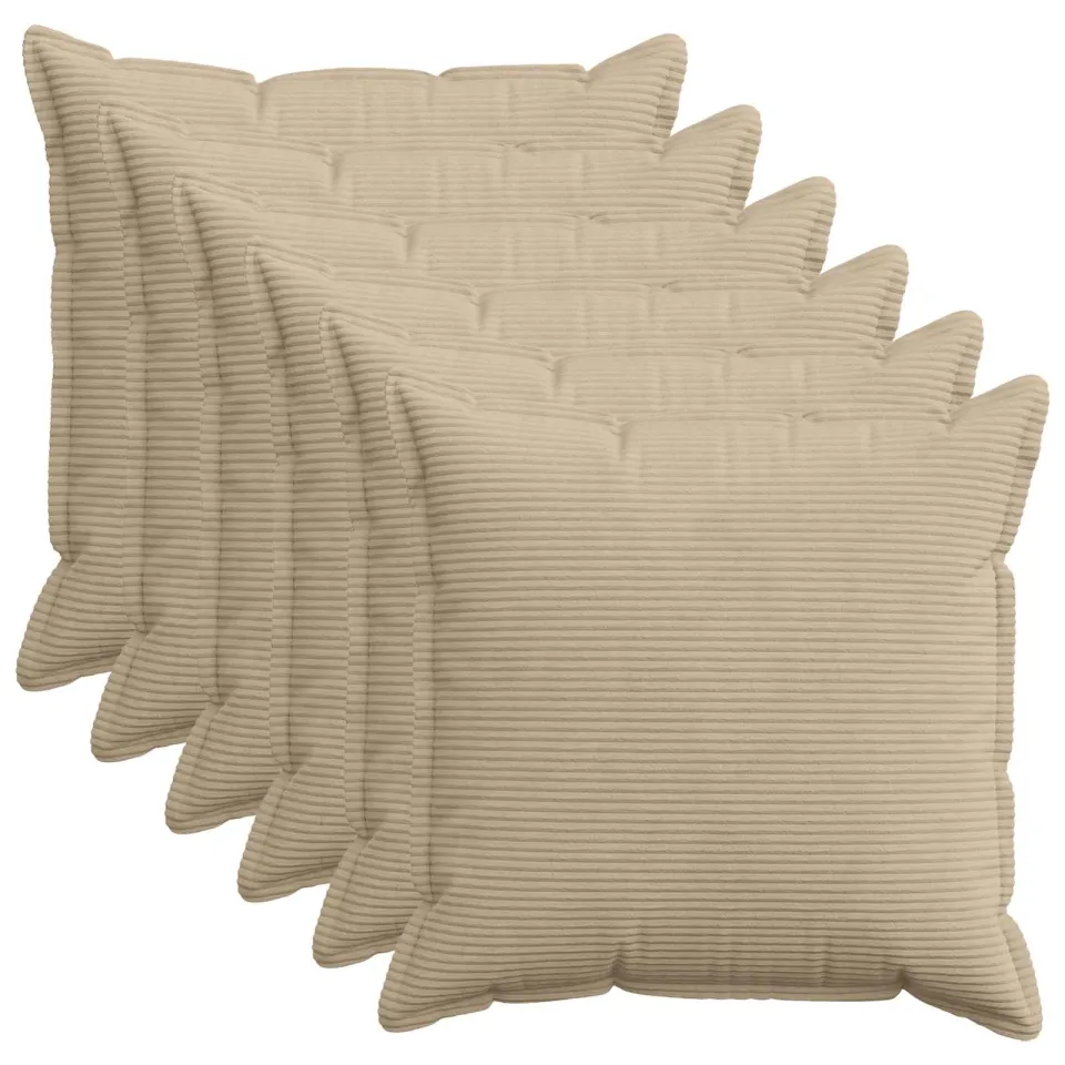 vidaXL Kussensloop 6 st HOUTEN Taupe 60 x 60 cm corduroy, foto 3