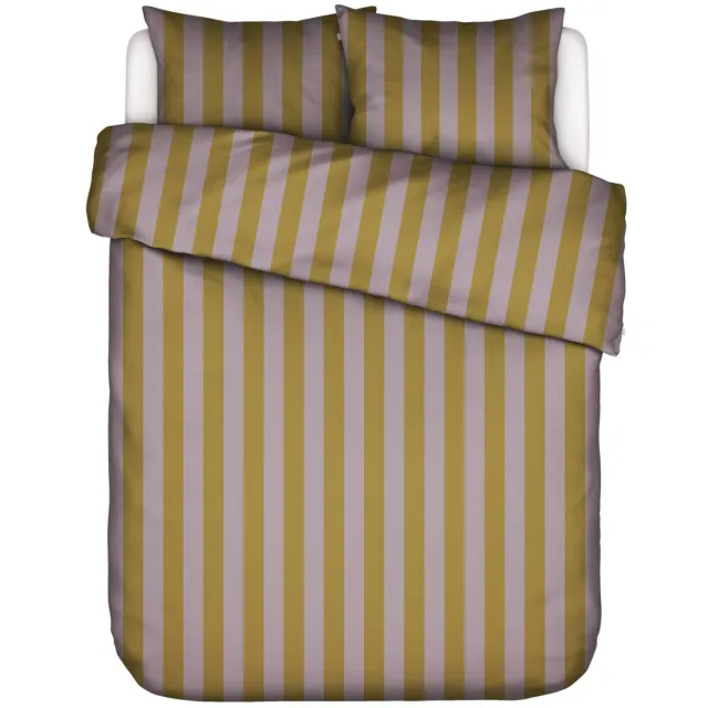 Essenza Minte Stripe katoen satijnen dekbedovertrek paars olijf, foto 2