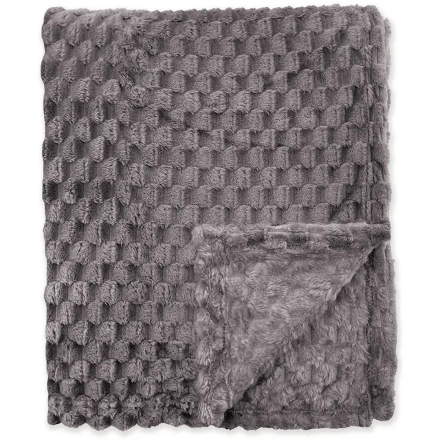 BYRKLUND Plaid Fluffy Dots - 130x160 - 100% Polyester - Antraciet
