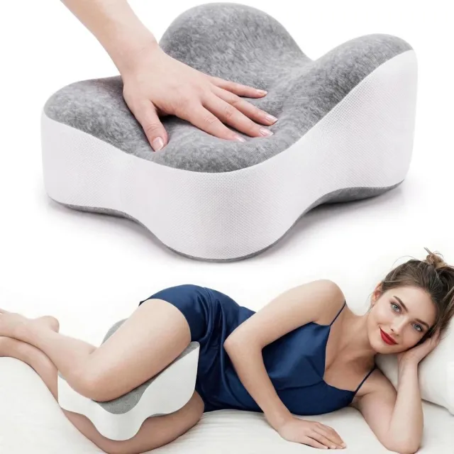 GelldG Beinkussen - Ergonomisch Kniekussen voor Seitenschläfer - Verstelbaar en Anatomisch Ontworpen - Geschikt voor Ondersteuning van Dij en Knie - 35x25x13,5cm - Katoenen Wasbare Hoes grijs