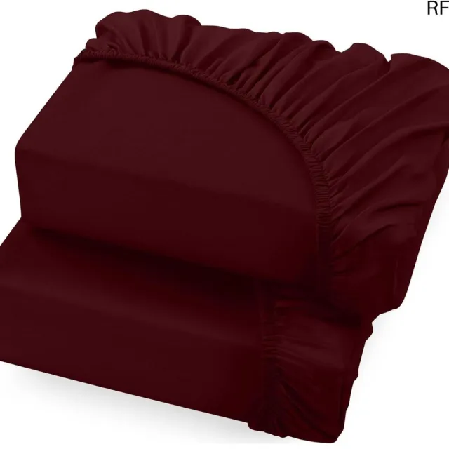 RFWR Set van 2 hoeslakens - Bordeauxrood Microvezel voor Comfortabel Slapen
