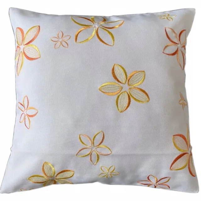 DeHome Decoratieve kussensloop 40x40 cm met bloemenprint Wit met geel-oranje bloemen