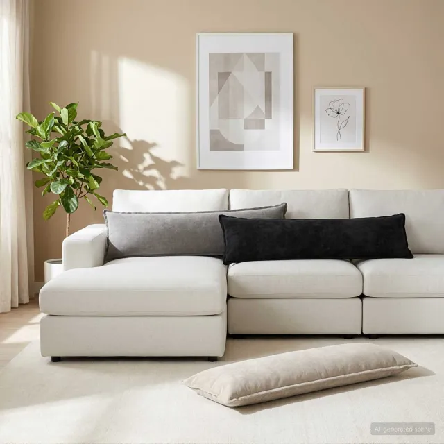 vidaXL Kussensloop 2 st HOUTEN Lichtgrijs 40 x 145 cm Chenille Stof, foto 2