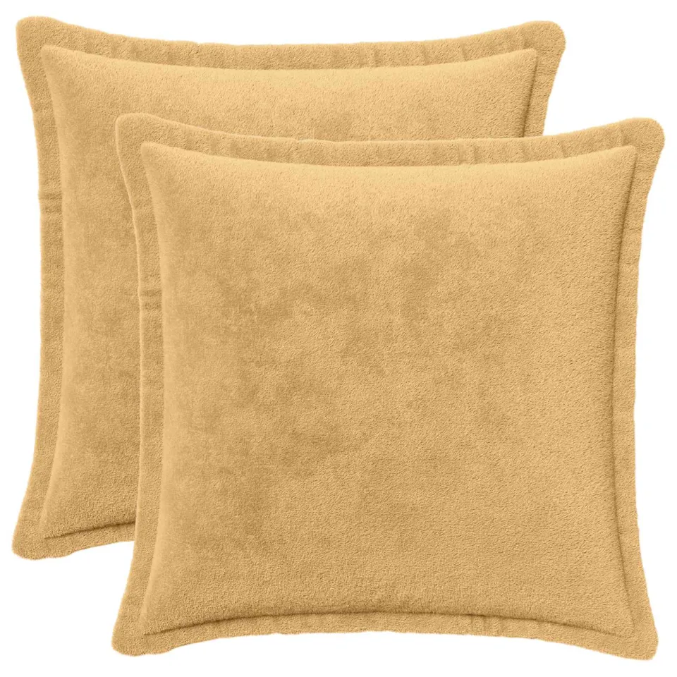 vidaXL Kussensloop 2 st HOUTEN Taupe 30 x 30 cm Flanel, foto 3