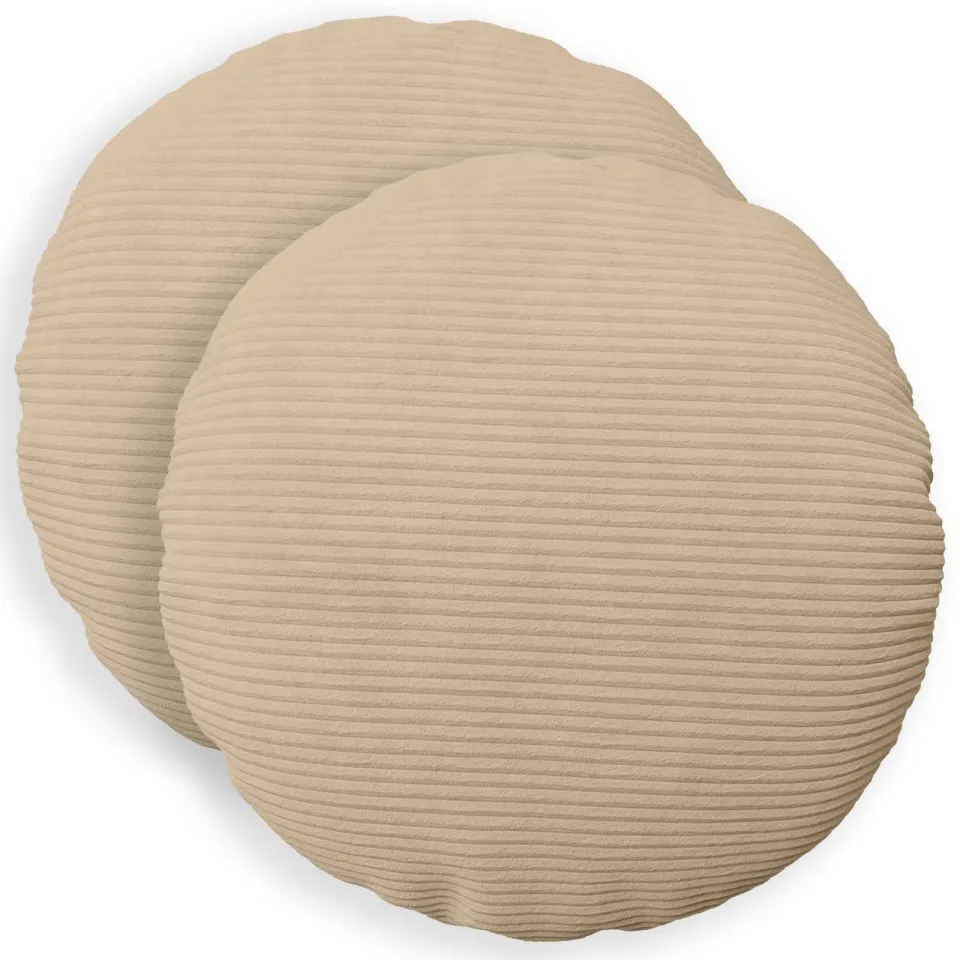 vidaXL Kussensloop 2 st HEERLEN Taupe Dia. 50 cm corduroy, foto 3