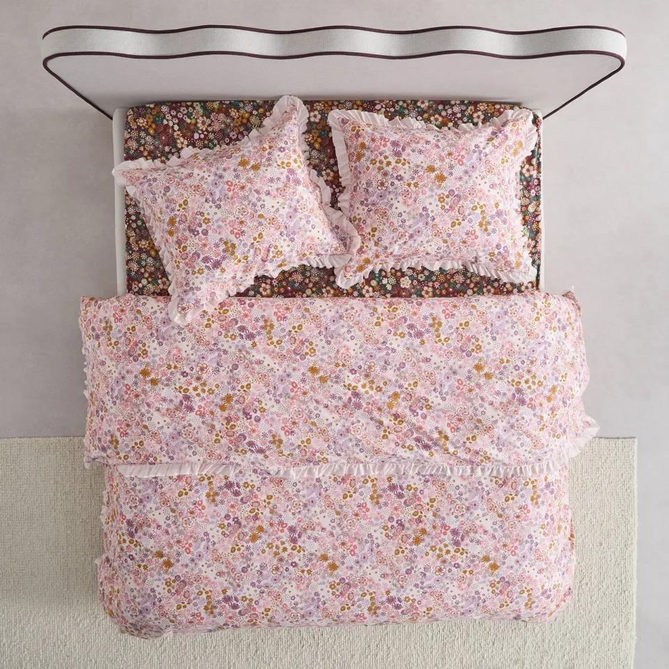 NOUS Living katoenen gebloemd 2-persoons dekbedovertrek 200x220 cm - roze, foto 3