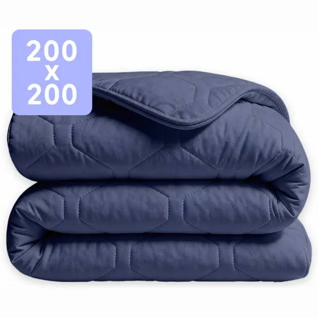 Happybed Dekbed zonder overtrek 200x200 - Wasbaar All Year - Bedrukt dekbed zonder hoes - Hoesloos Dekbed - Tweepersoonsdekbed - Dark blue